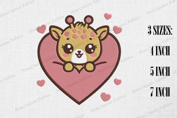 Cute Giraffe Peeking from Heart