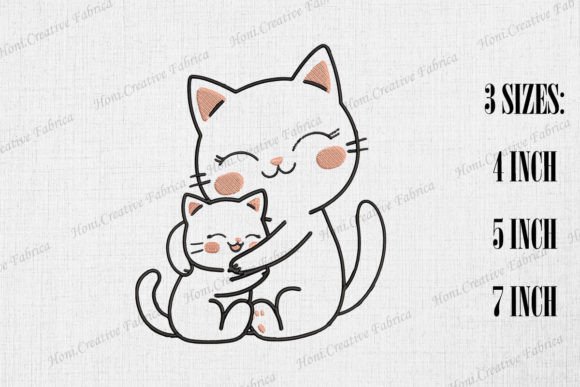 Cute Mama Cat Embroidery Design