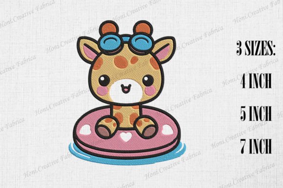 Cute Summer Giraffe Embroidery Design