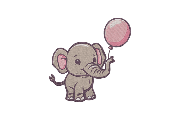 Elephant with Balloon Embroidery Design