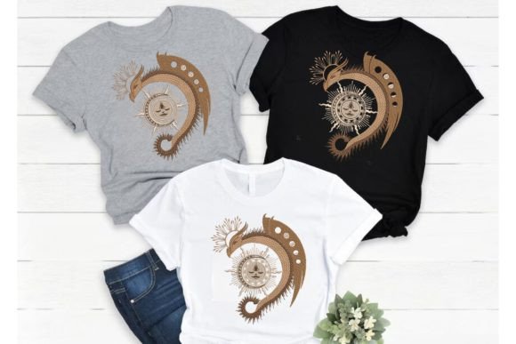 Magic Gold Dragon Sun and Moon