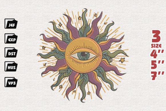Sun with One Eye Embroidery Design
